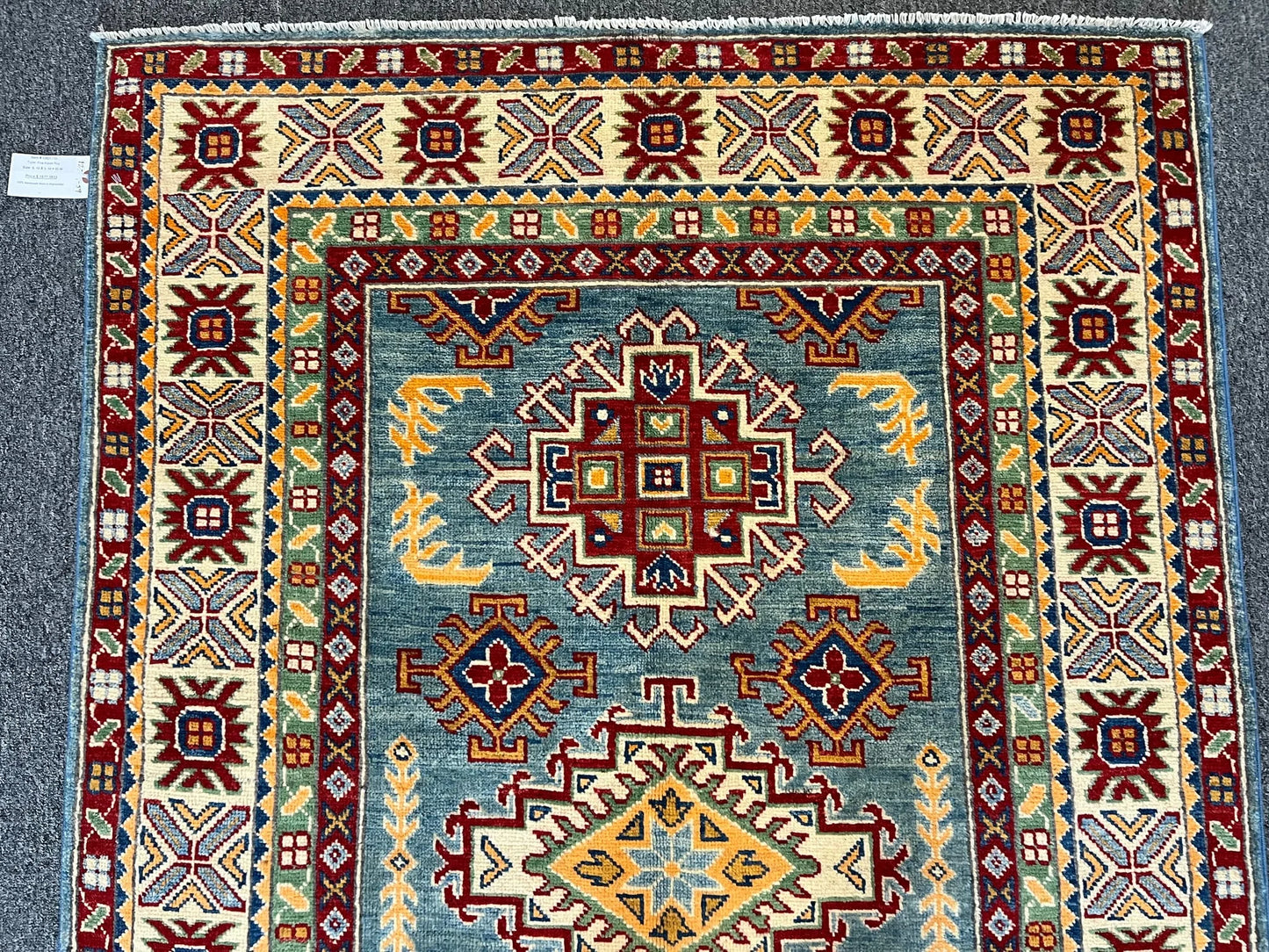 4X6 Light Blue Kazak Handmade Wool Rug # 12521