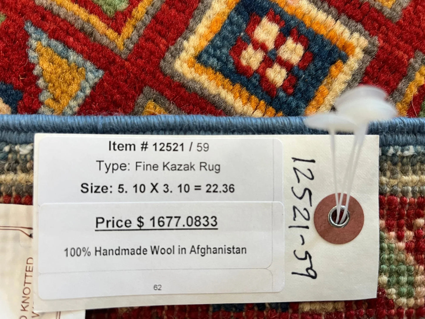 4X6 Light Blue Kazak Handmade Wool Rug # 12521