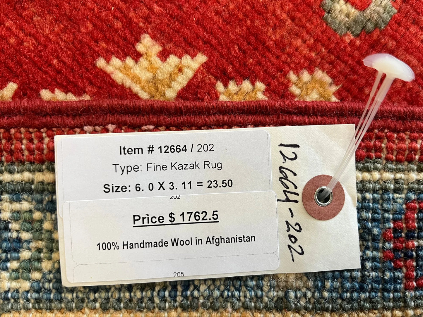 4X6 Kazak Tribal Handmade Wool Rug # 12664