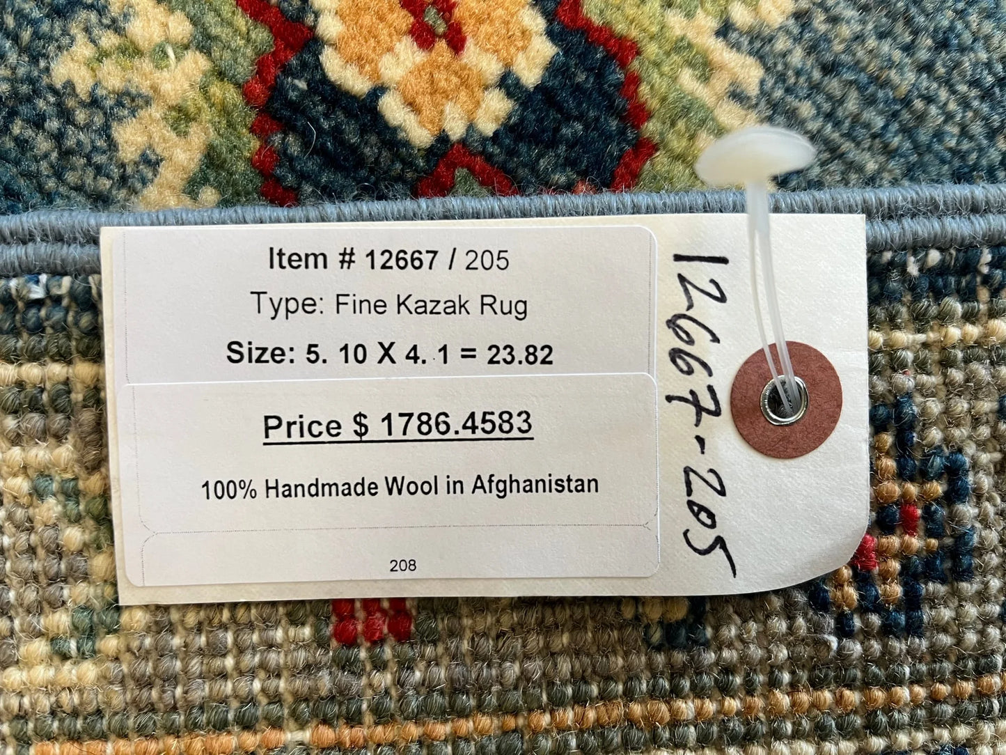 4X6 Light Blue Kazak Tribal Handmade Wool Rug # 12667