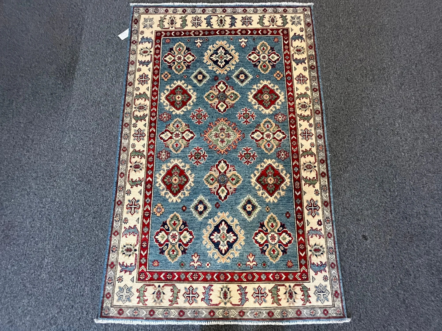 4X6 Light Blue Kazak Tribal Handmade Wool Rug # 12665