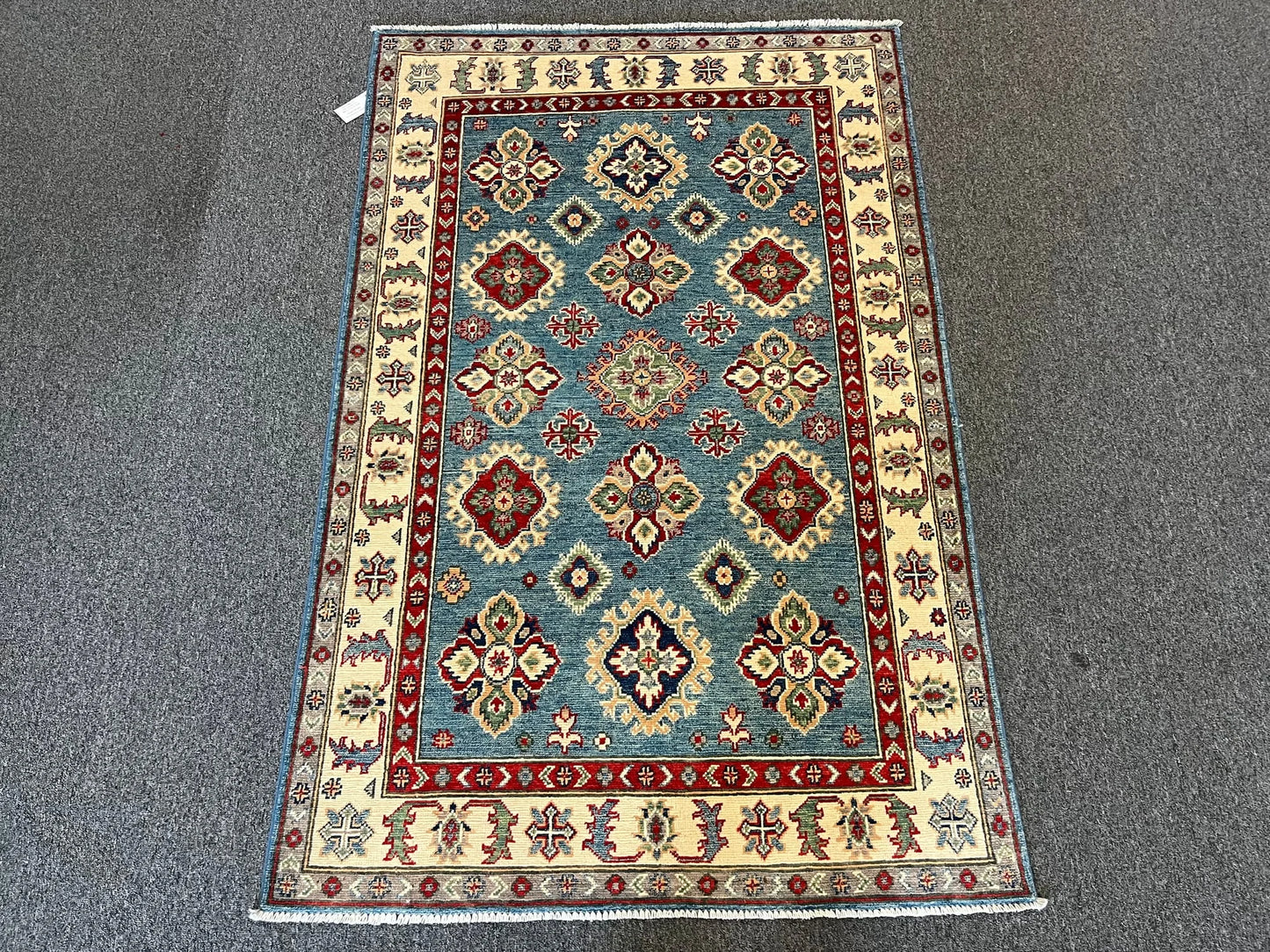 4X6 Light Blue Kazak Tribal Handmade Wool Rug # 12665