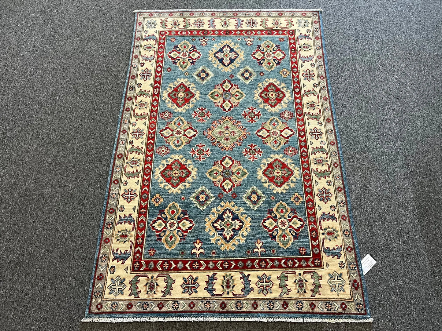 4X6 Light Blue Kazak Tribal Handmade Wool Rug # 12665