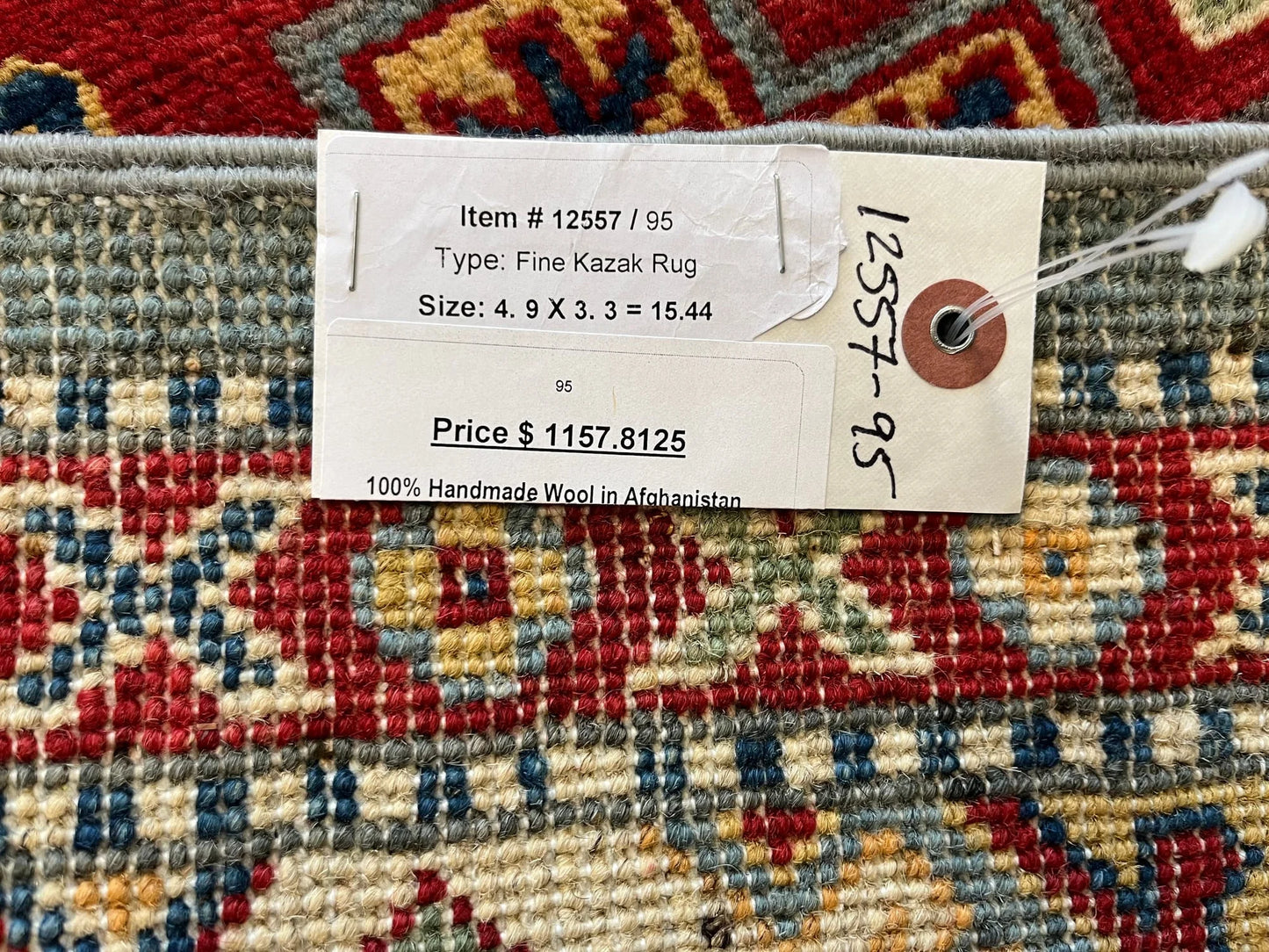 Kazak Light Blue 3X5 Handmade Wool Rug # 12557