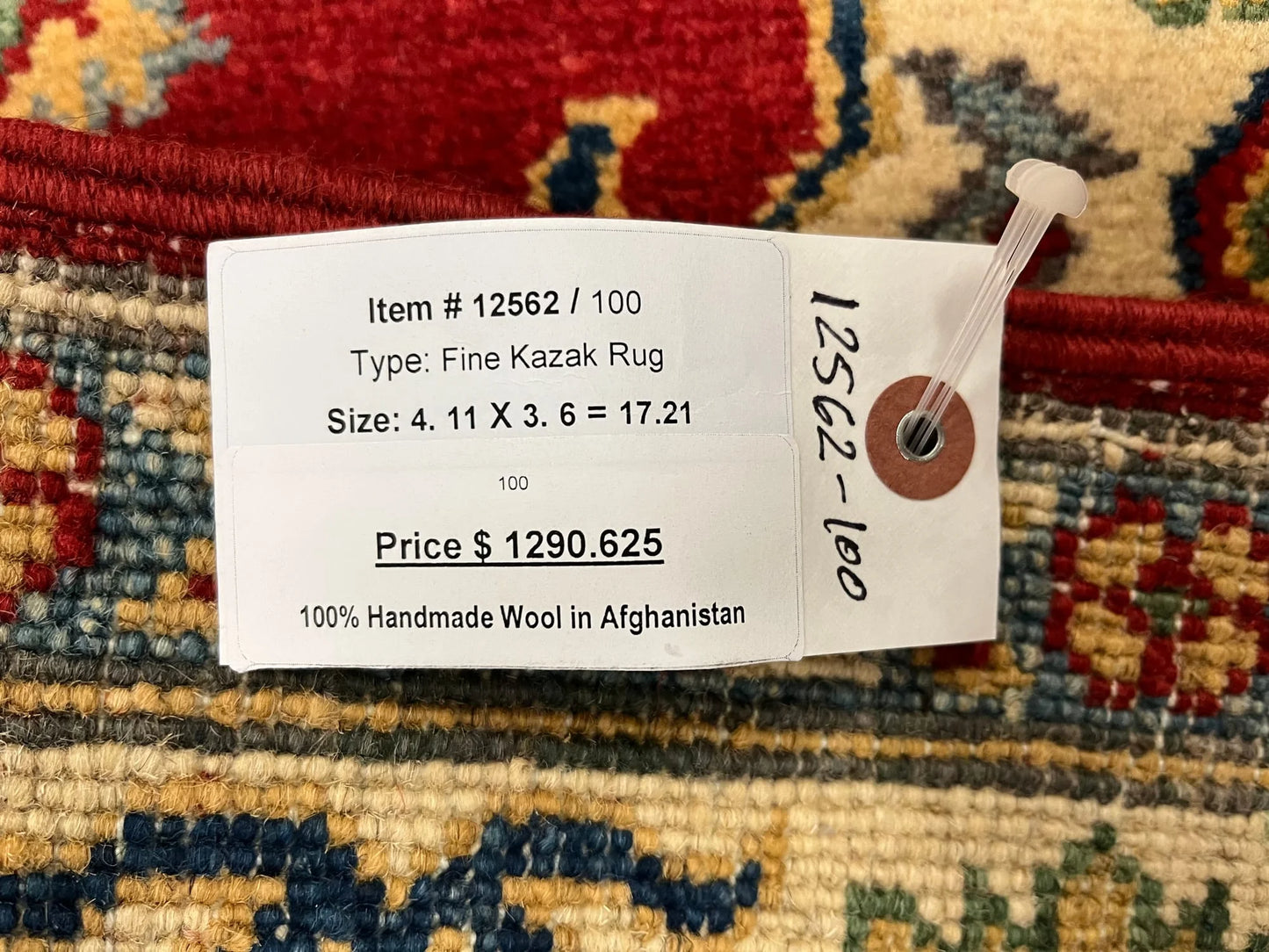 Kazak Red 3X5 Handmade Wool Rug # 12562