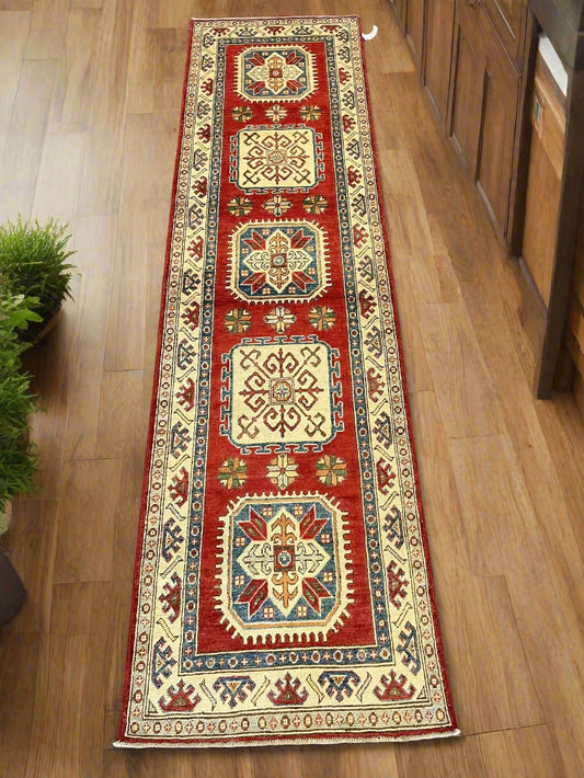 Kazak Tribal 2' 7"X10' Handmade Wool Runner # 10033