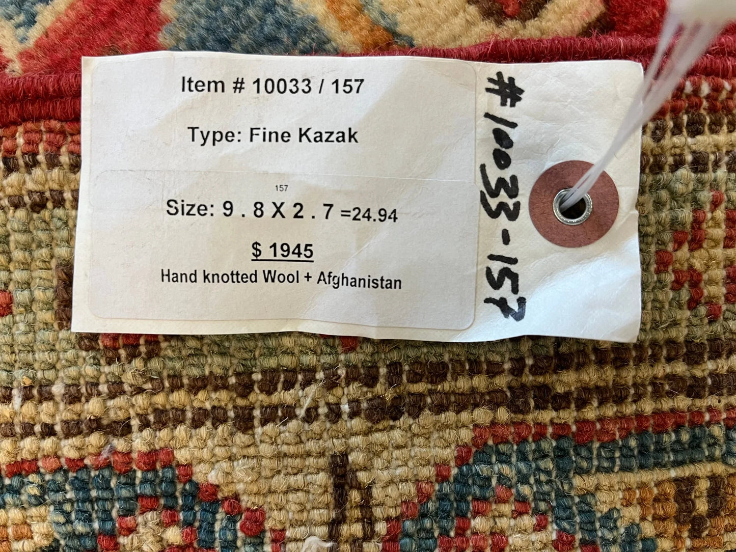 Kazak Tribal 2' 7"X10' Handmade Wool Runner # 10033