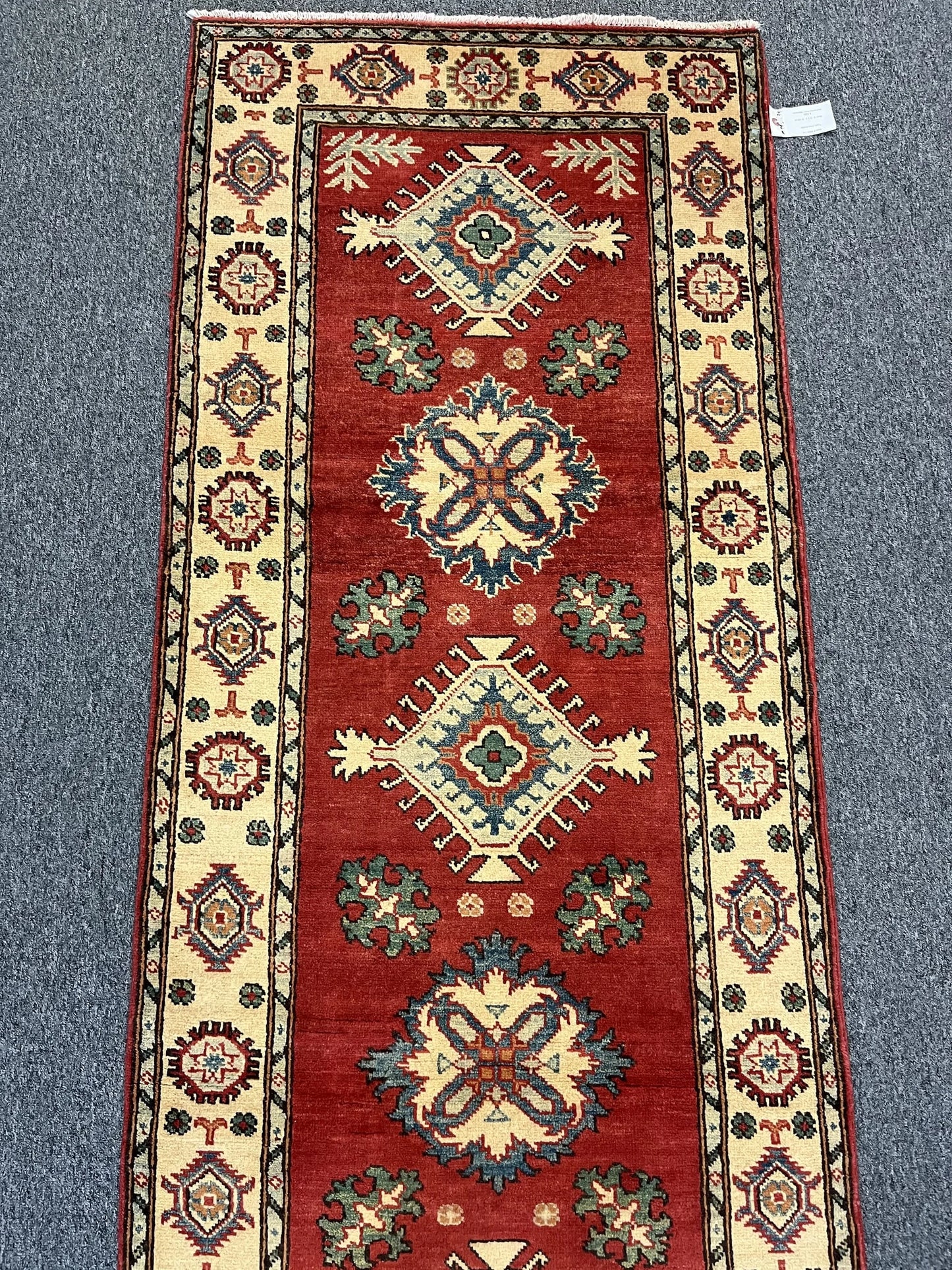 Hallway Runner 9 ft Kazak Handmade Wool Rug # 9950