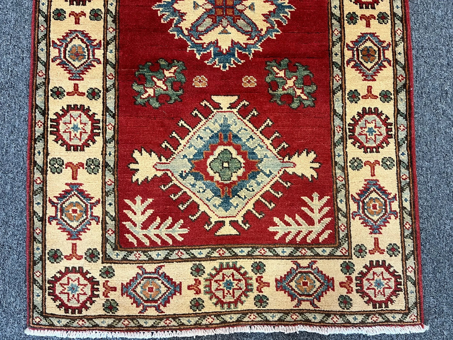 Hallway Runner 9 ft Kazak Handmade Wool Rug # 9950