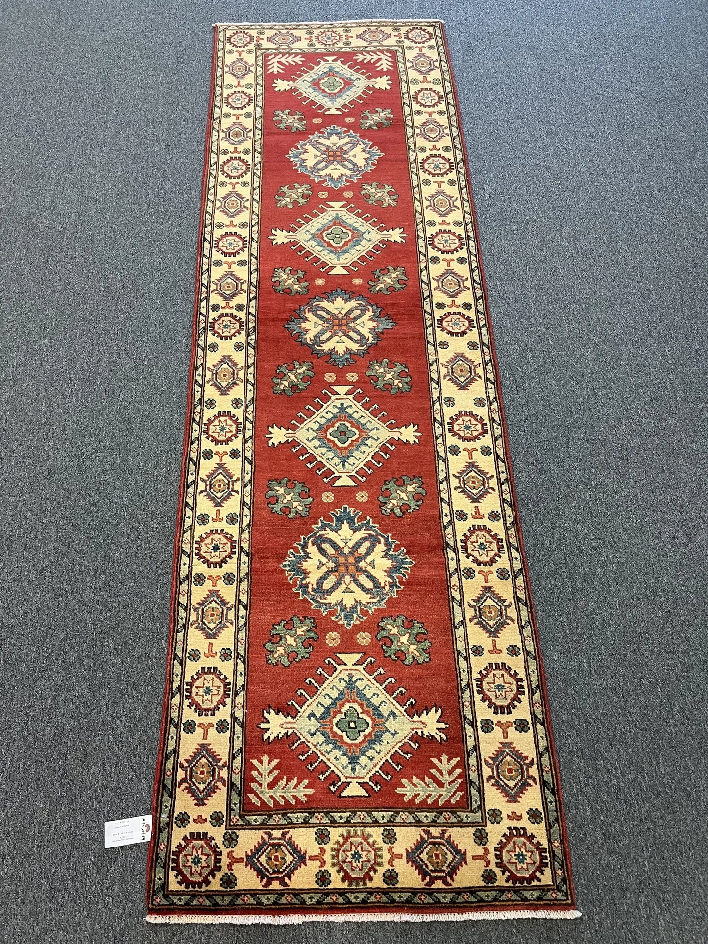 Hallway Runner 9 ft Kazak Handmade Wool Rug # 9950