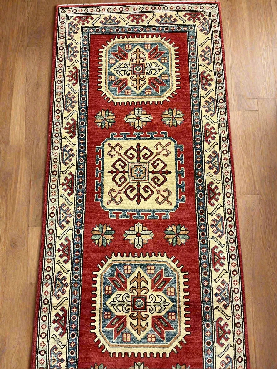 Hallway Runner 10Ft Kazak Handmade Wool Rug # 10221