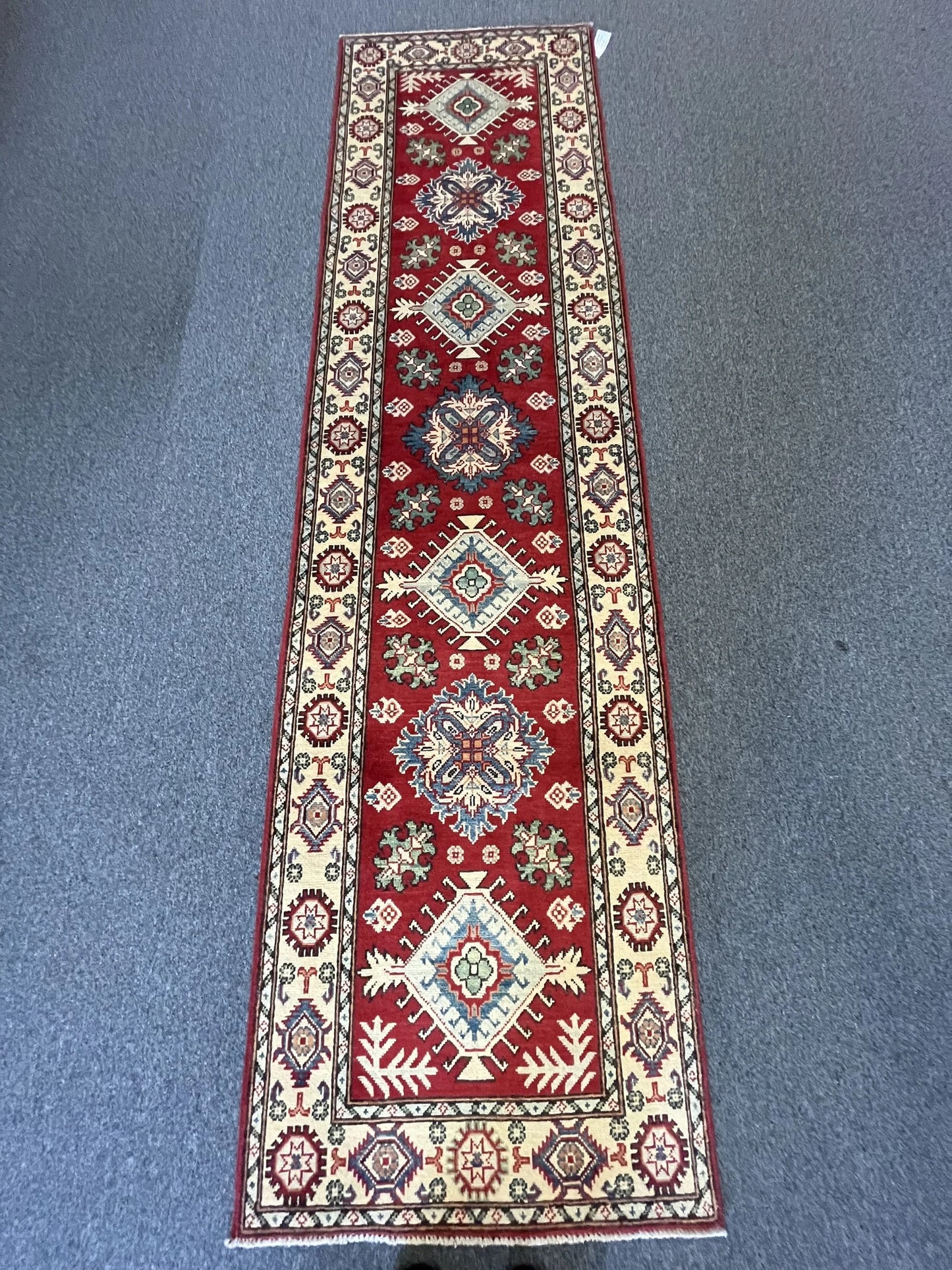 Hallway Runner 11 ft Kazak Handmade Wool Rug # 10776