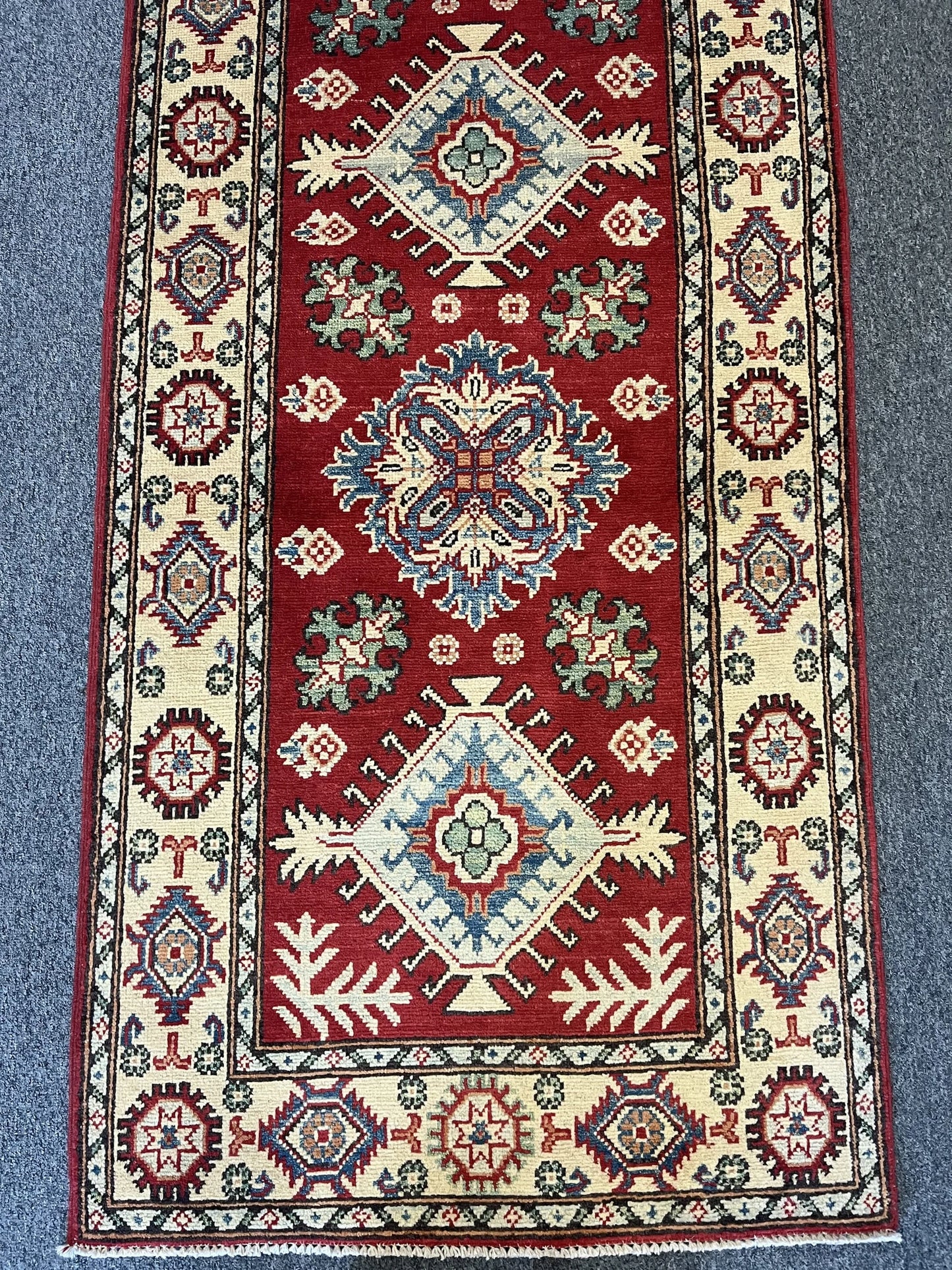 Hallway Runner 11 ft Kazak Handmade Wool Rug # 10776