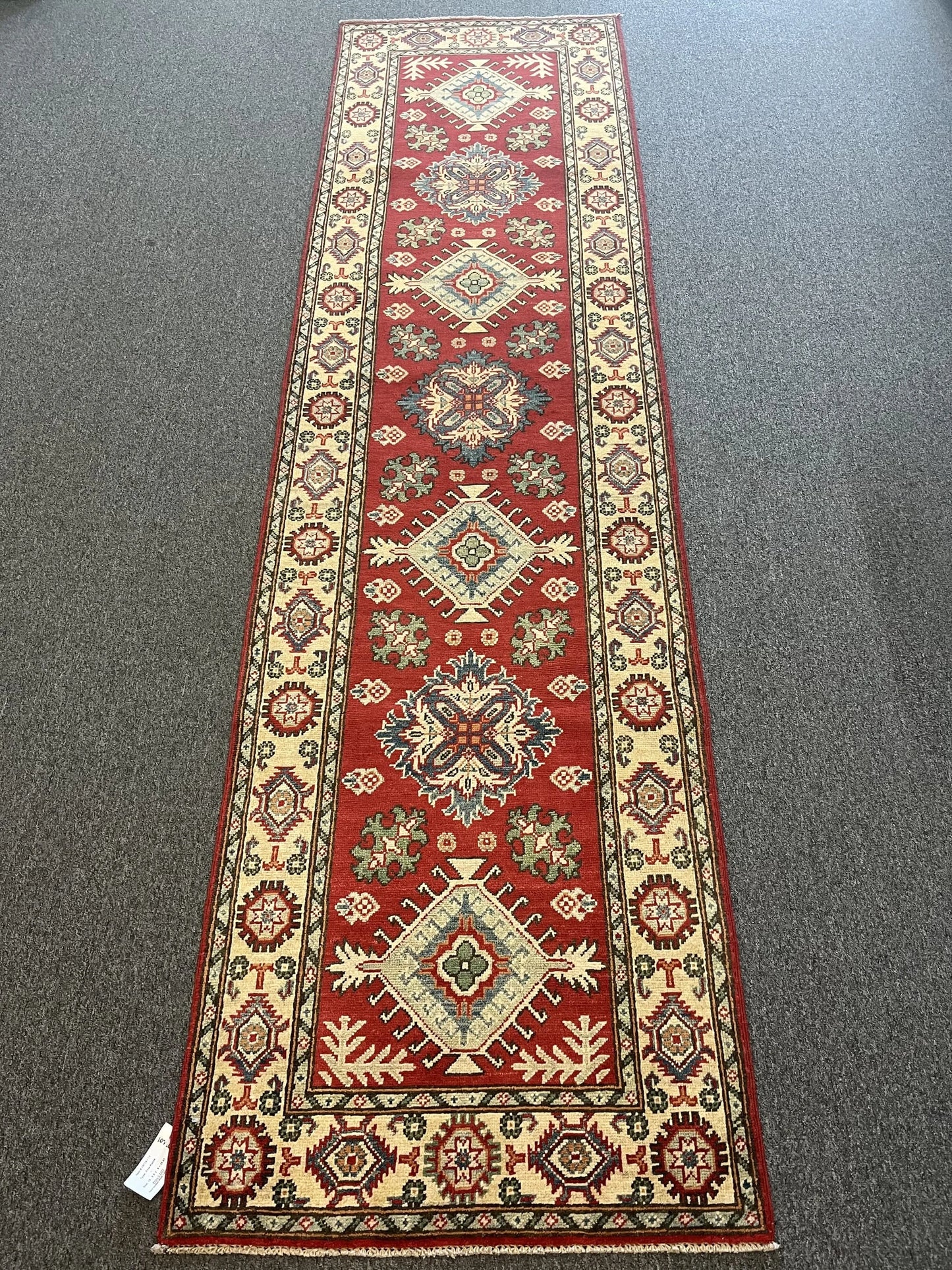 Hallway Runner 11 ft Kazak Handmade Wool Rug # 10776