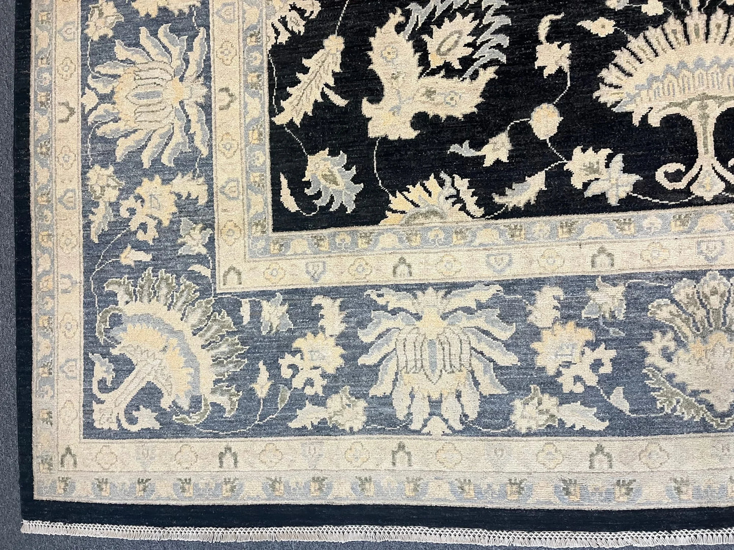 Chobi Ziegler 10X14 Black/Gray Handmade Wool Rug # 11461