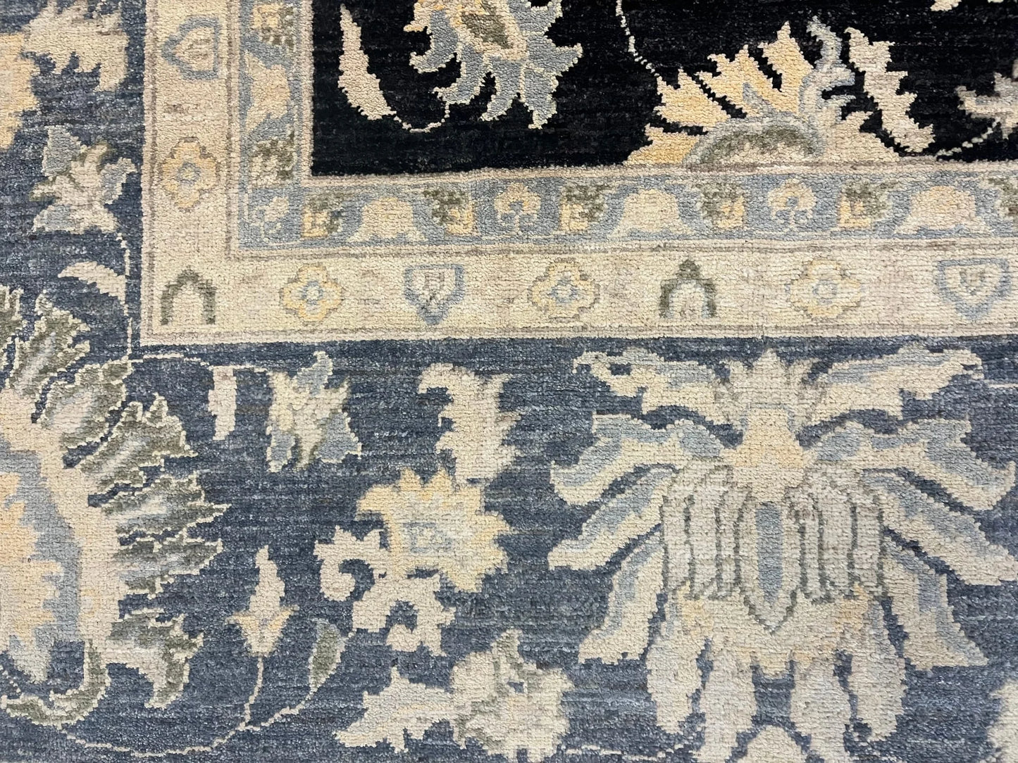Chobi Ziegler 10X14 Black/Gray Handmade Wool Rug # 11461