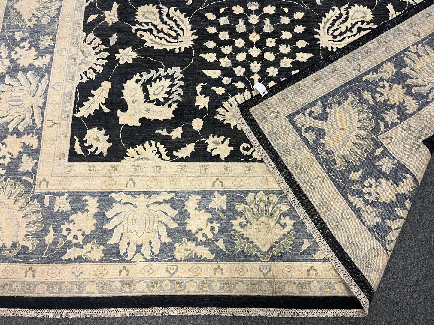 Chobi Ziegler 10X14 Black/Gray Handmade Wool Rug # 11461
