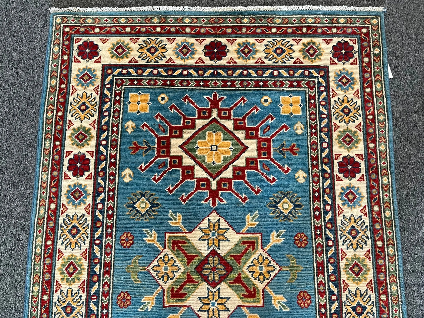 Kazak Light Blue 3X5 Handmade Wool Rug # 12997