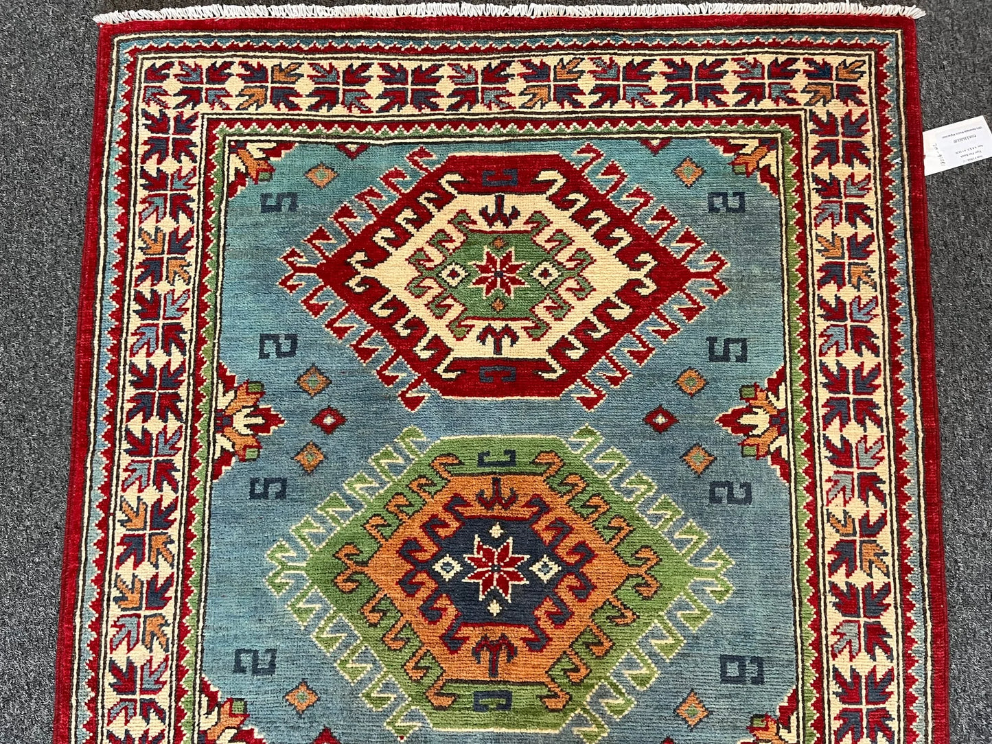 Kazak Light Blue 3X5 Handmade Wool Rug # 13016