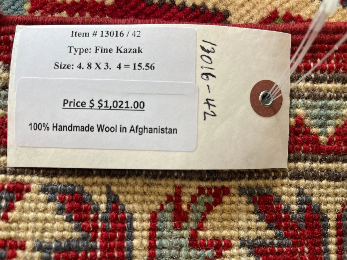 Kazak Light Blue 3X5 Handmade Wool Rug # 13016