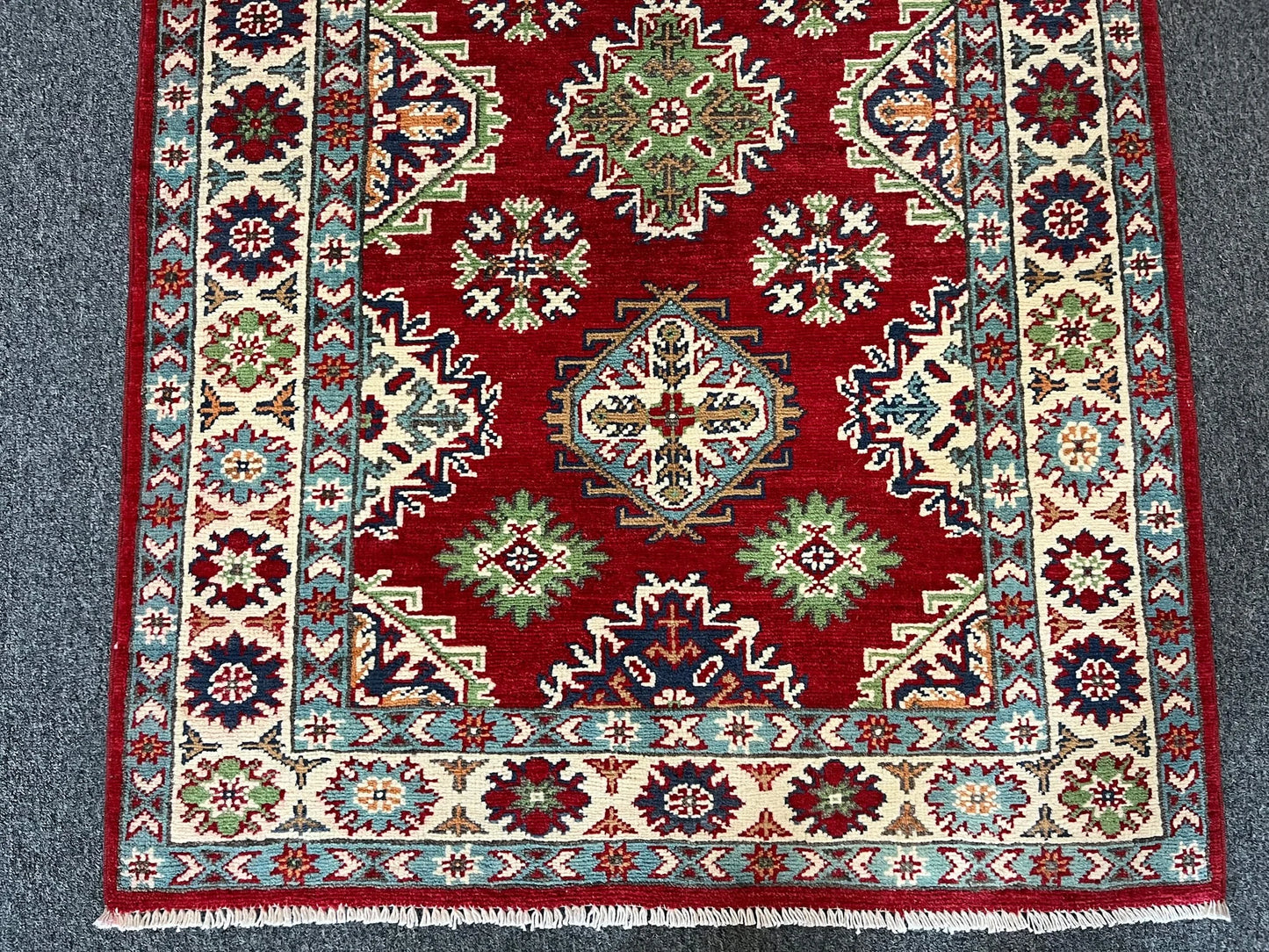 Kazak Red & Blue 3X5 Handmade Wool Rug # 13321
