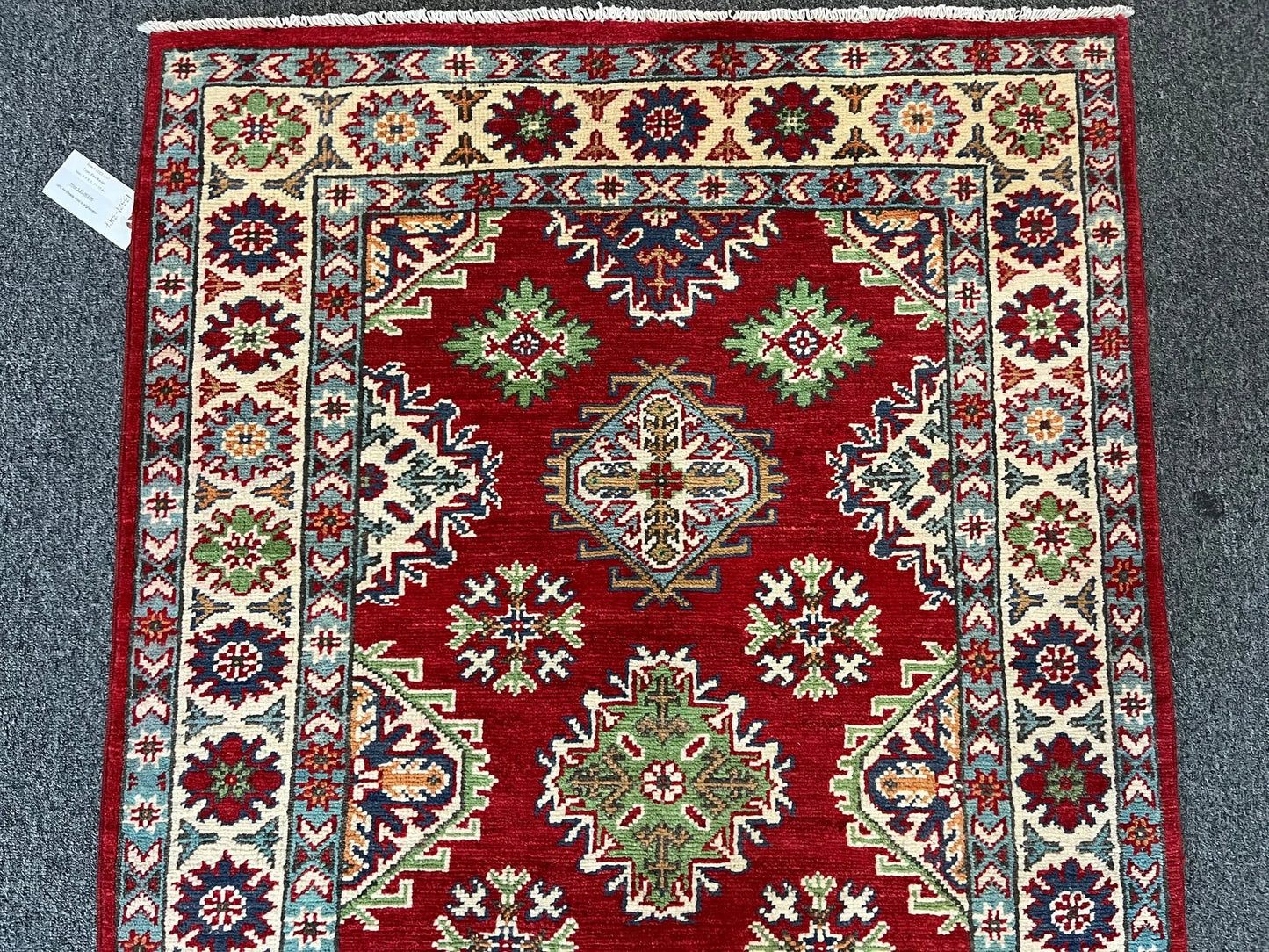 Kazak Red & Blue 3X5 Handmade Wool Rug # 13321