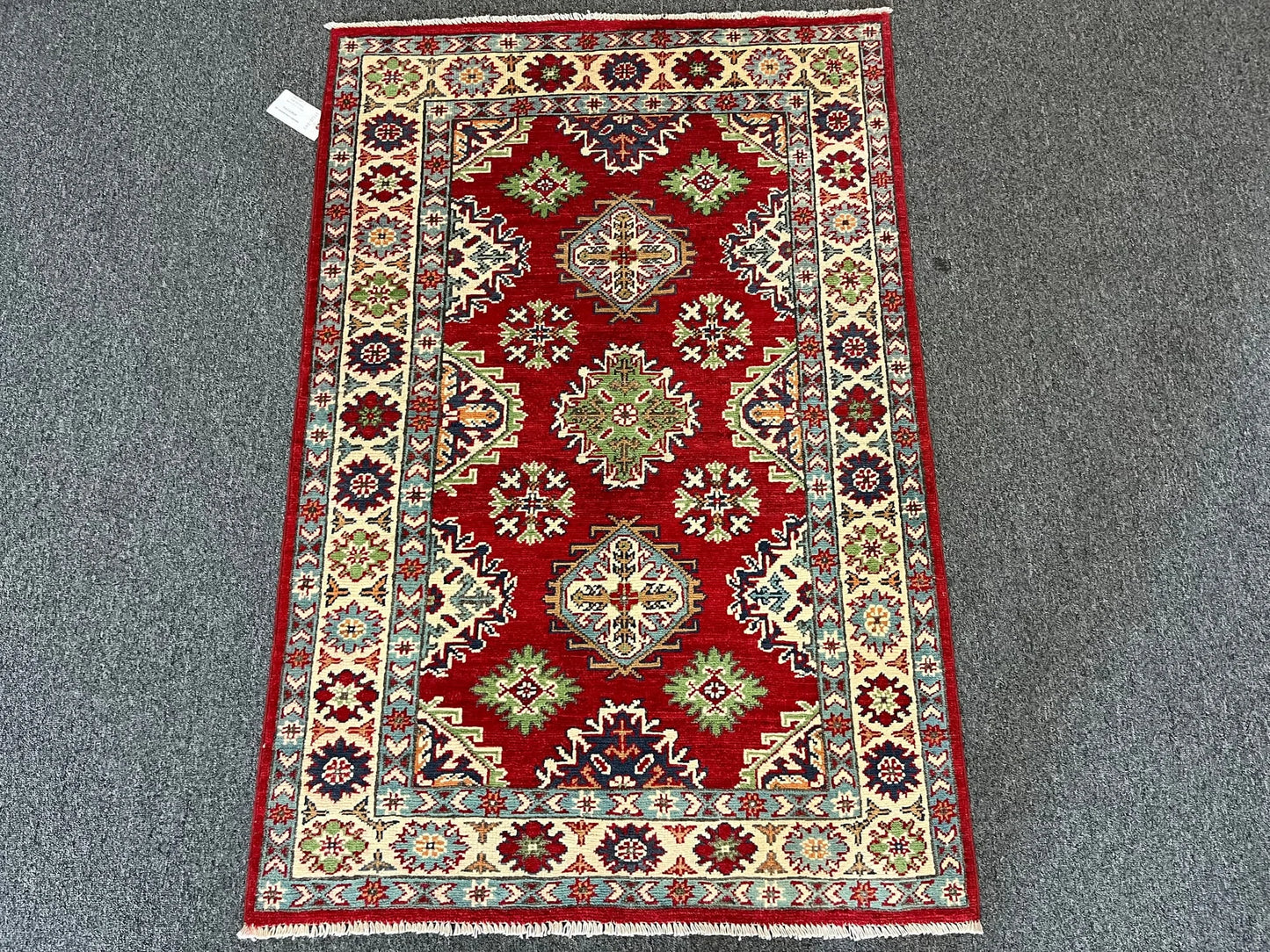 Kazak Red & Blue 3X5 Handmade Wool Rug # 13321