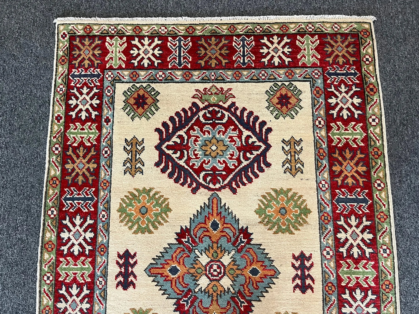 Kazak Geometric 3X5 Handmade Wool Rug # 13323