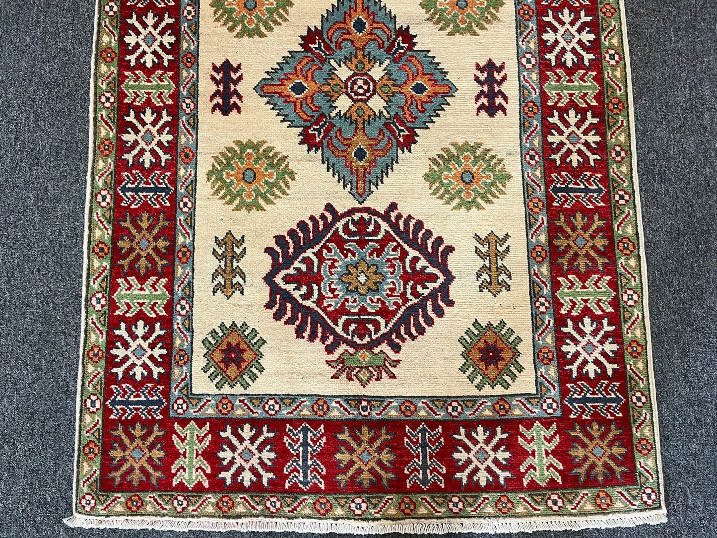 Kazak Geometric 3X5 Handmade Wool Rug # 13323