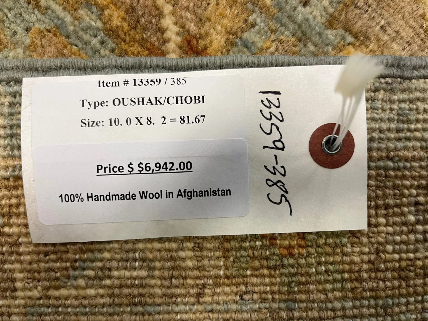 8X10 Oushak Chobi Light Blue/Ivory Handmade Wool Rug # 13359