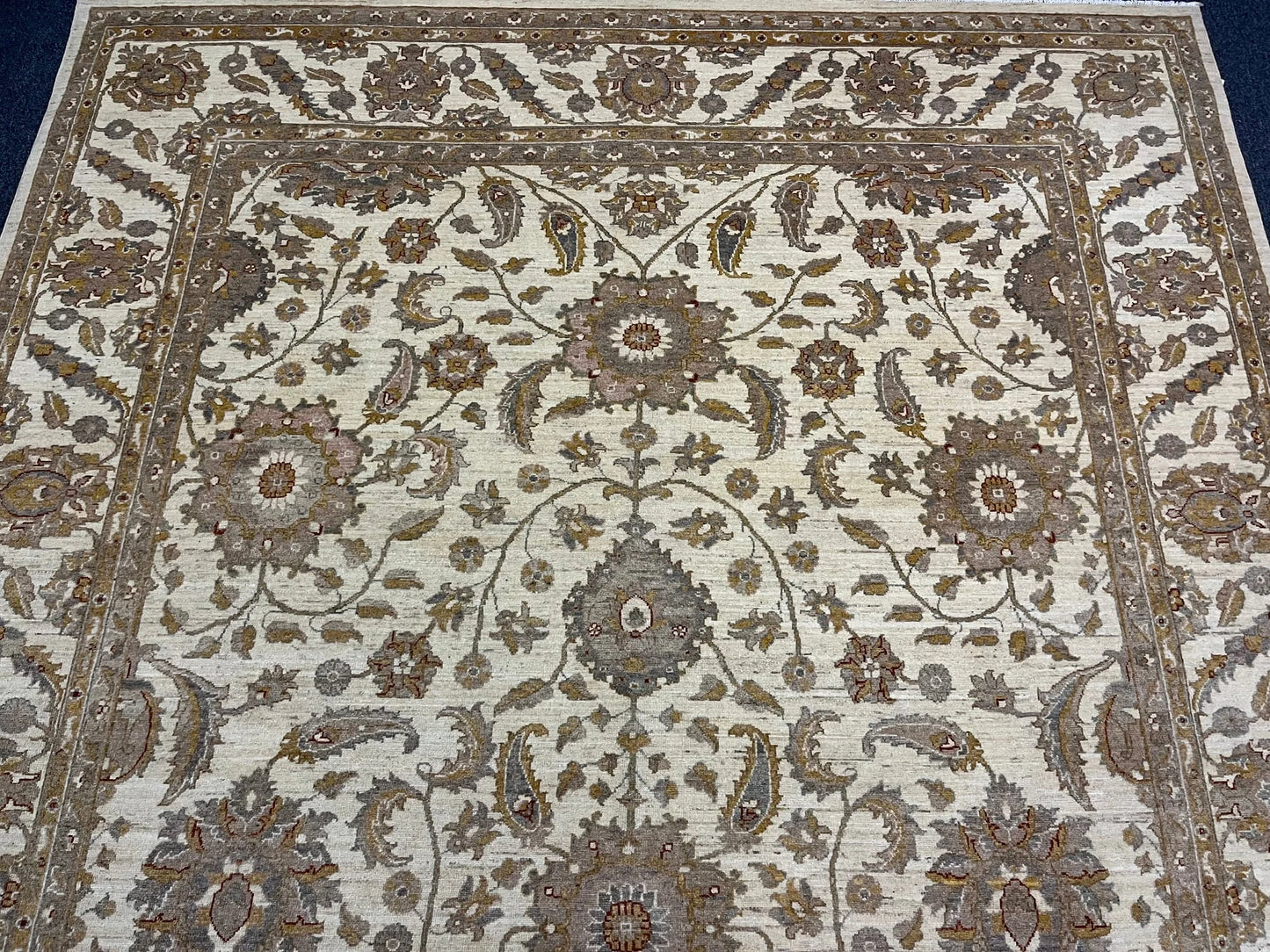 Chobi Ziegler 10X14 Ivory Handmade Wool Rug # 13358