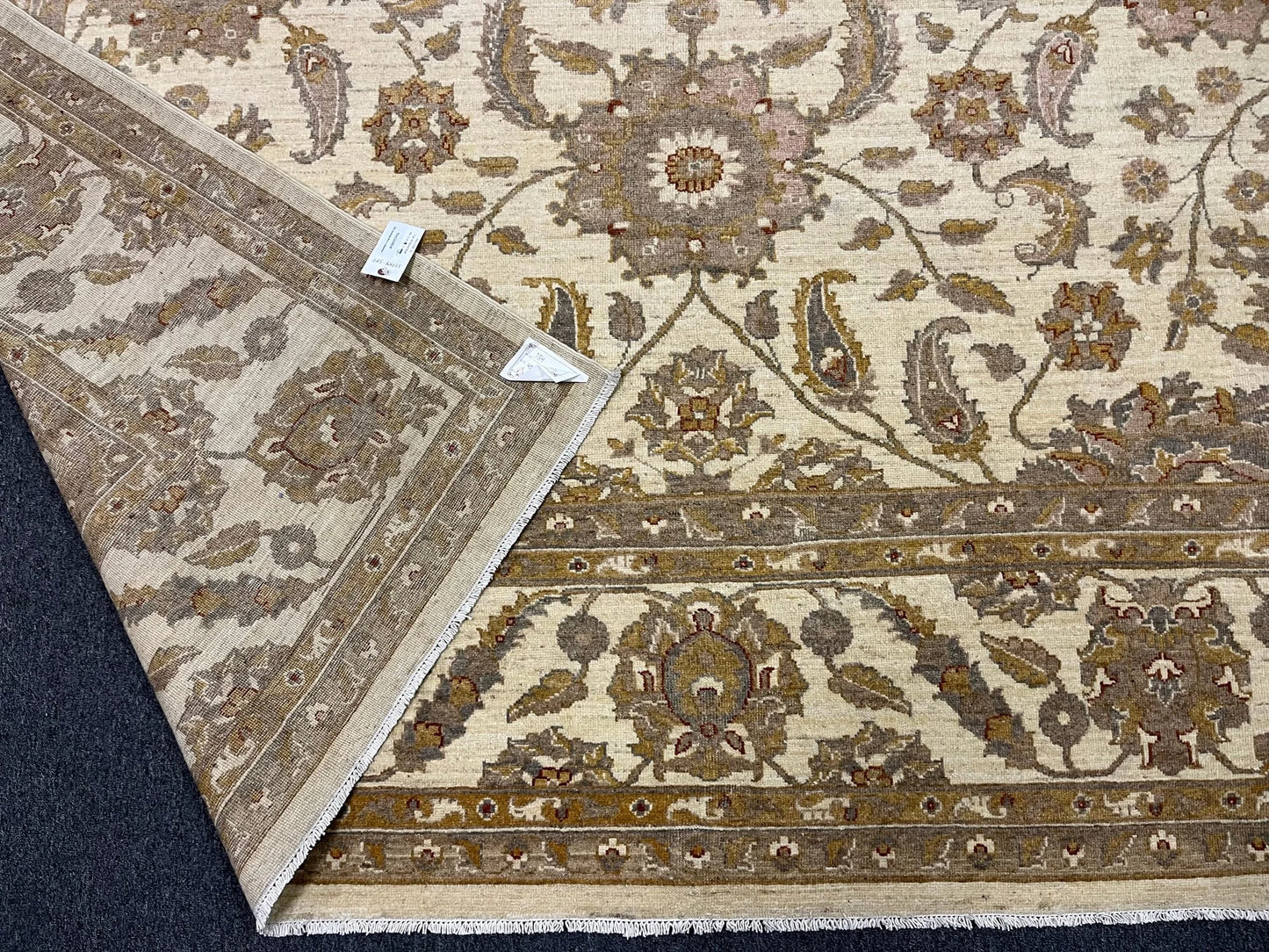 Chobi Ziegler 10X14 Ivory Handmade Wool Rug # 13358