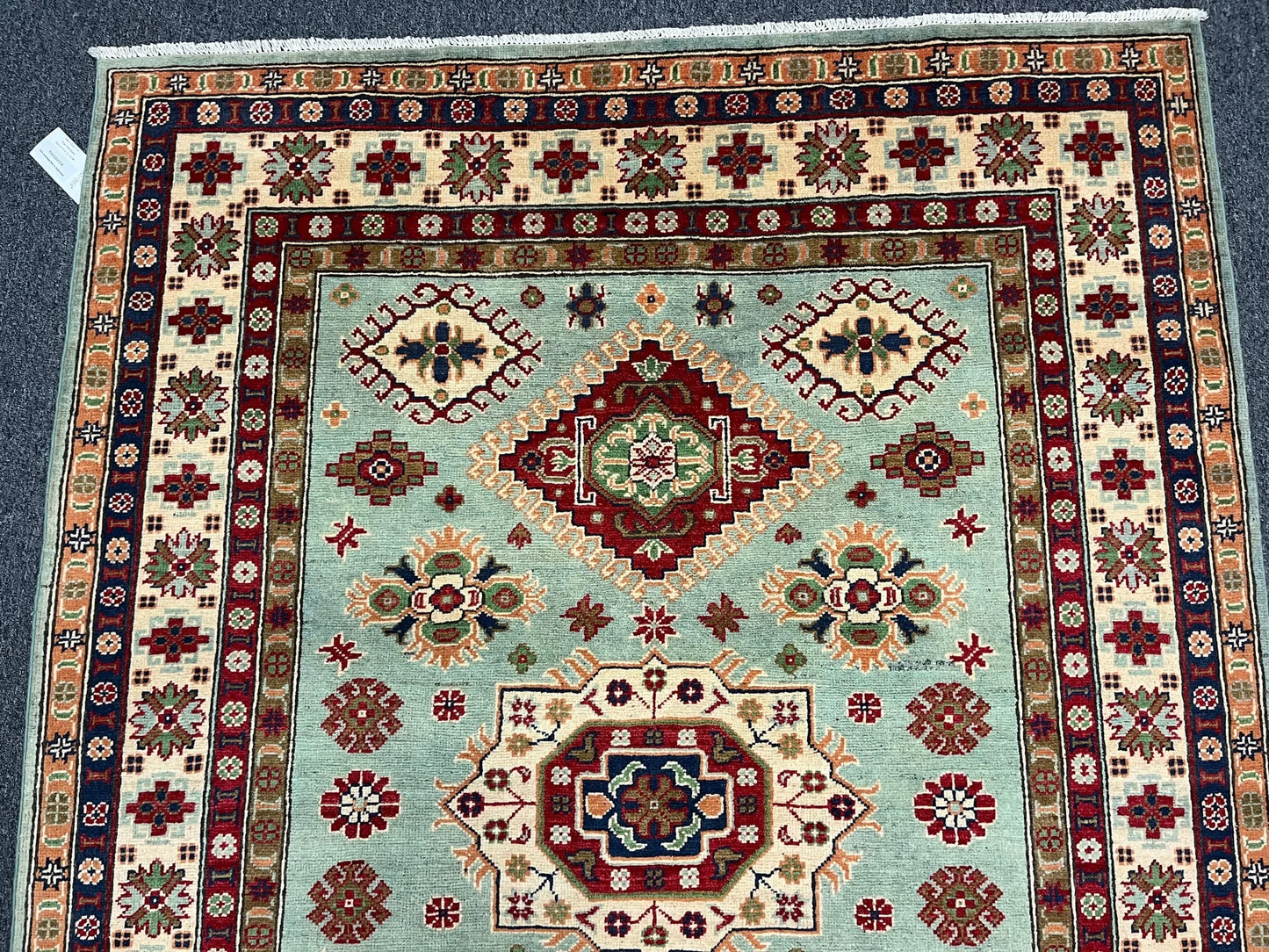 Kazak Light Blue 5X7 Handmade Wool Rug # 13312