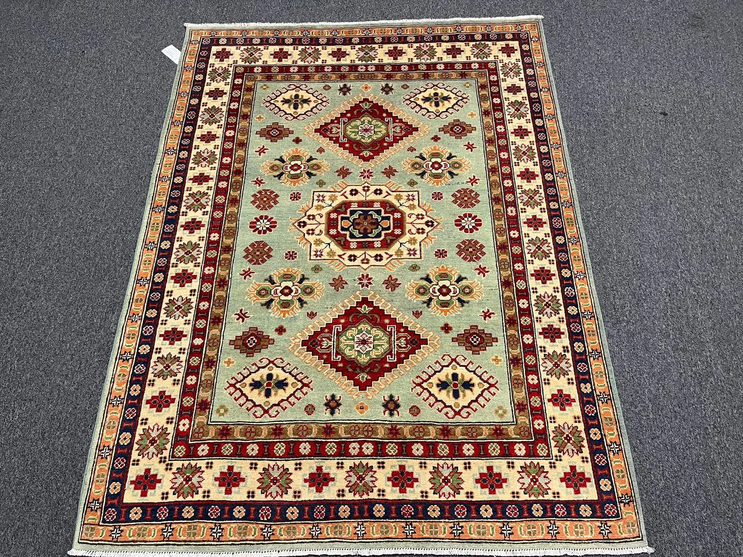 Kazak Light Blue 5X7 Handmade Wool Rug # 13312