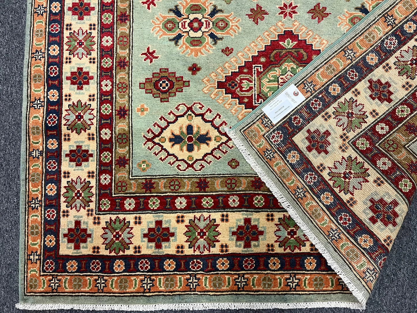 Kazak Light Blue 5X7 Handmade Wool Rug # 13312