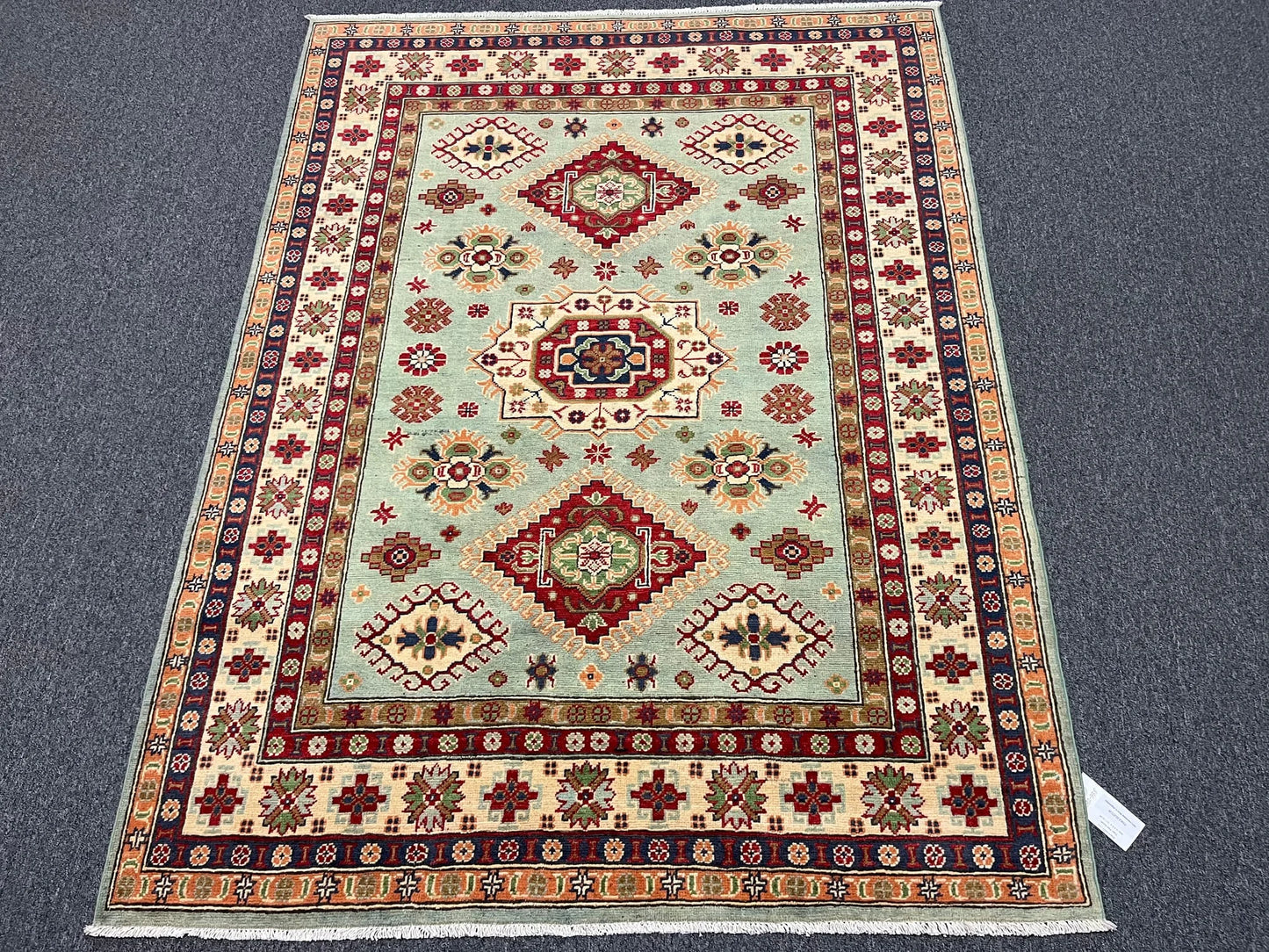 Kazak Light Blue 5X7 Handmade Wool Rug # 13312