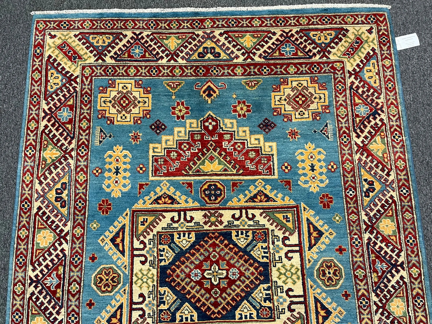 Kazak Light Blue 5X7 Handmade Wool Rug # 13037