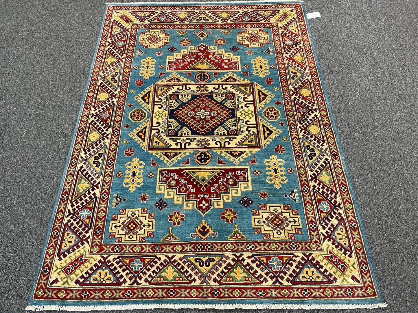 Kazak Light Blue 5X7 Handmade Wool Rug # 13037