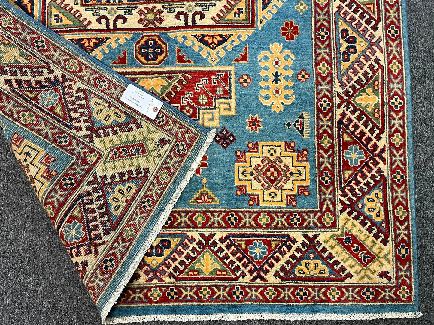 Kazak Light Blue 5X7 Handmade Wool Rug # 13037