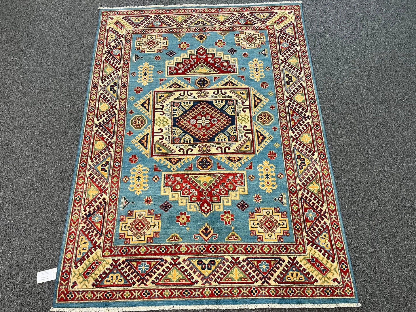 Kazak Light Blue 5X7 Handmade Wool Rug # 13037