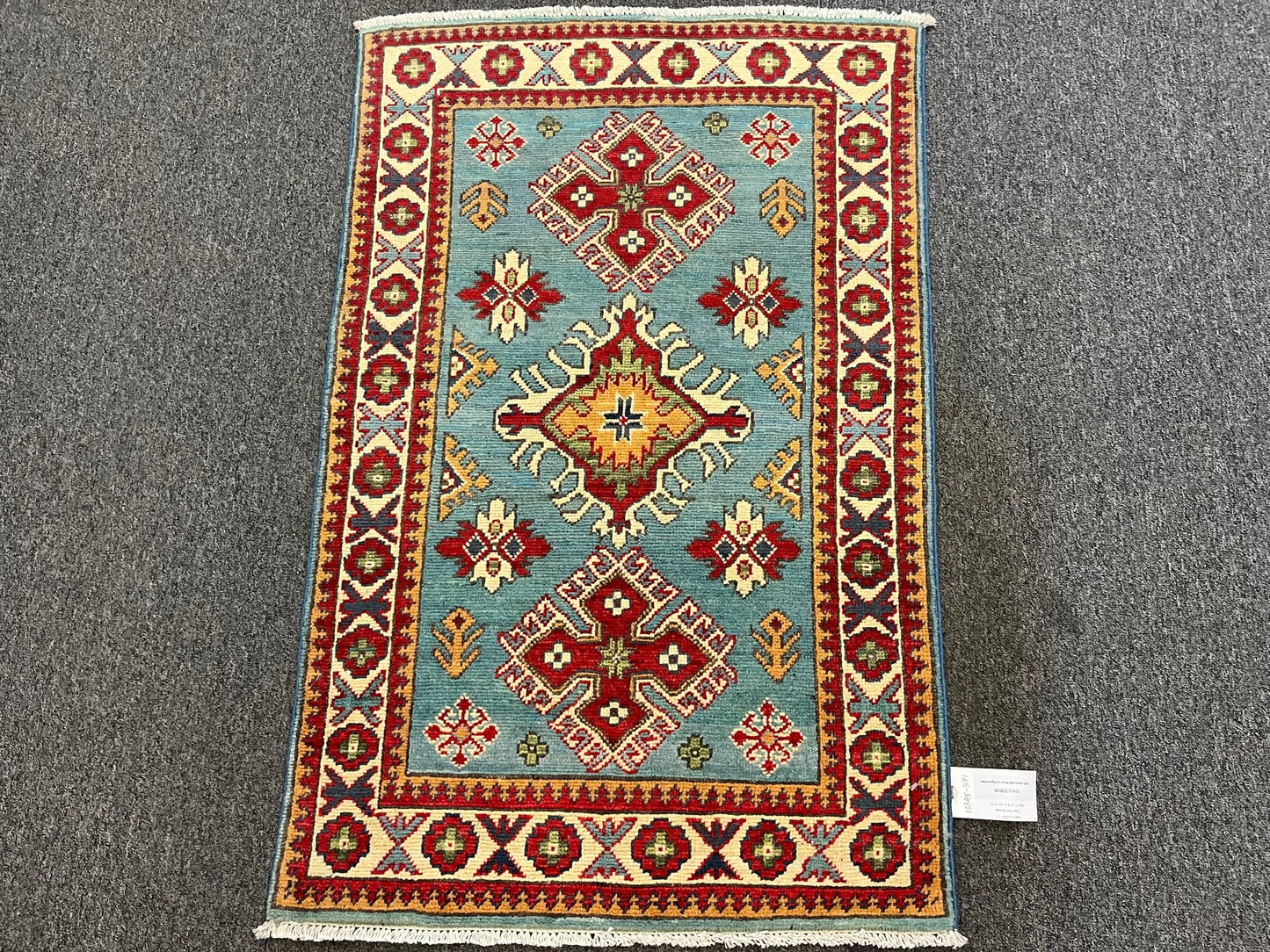 Geometric Kazak Multicolor 3X4 Handmade Wool Rug # 13345