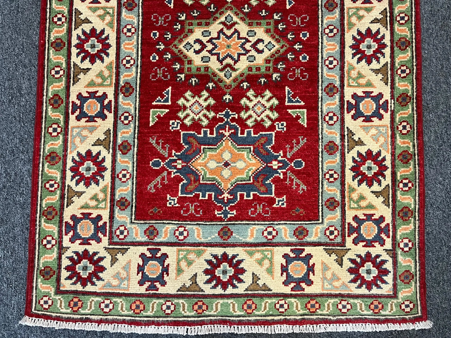 Geometric Kazak Multicolor 3X4 Handmade Wool Rug # 13348