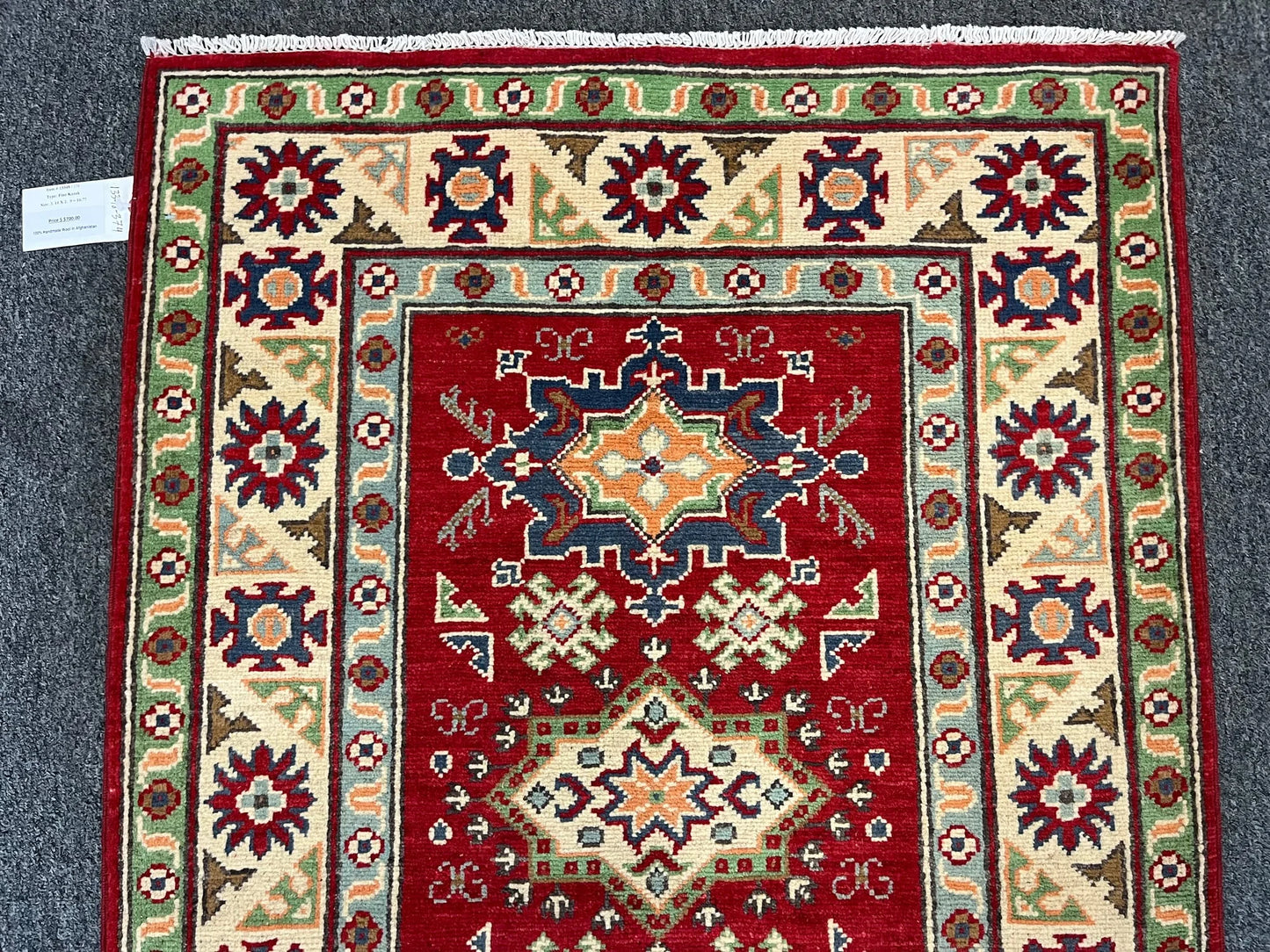 Geometric Kazak Multicolor 3X4 Handmade Wool Rug # 13348