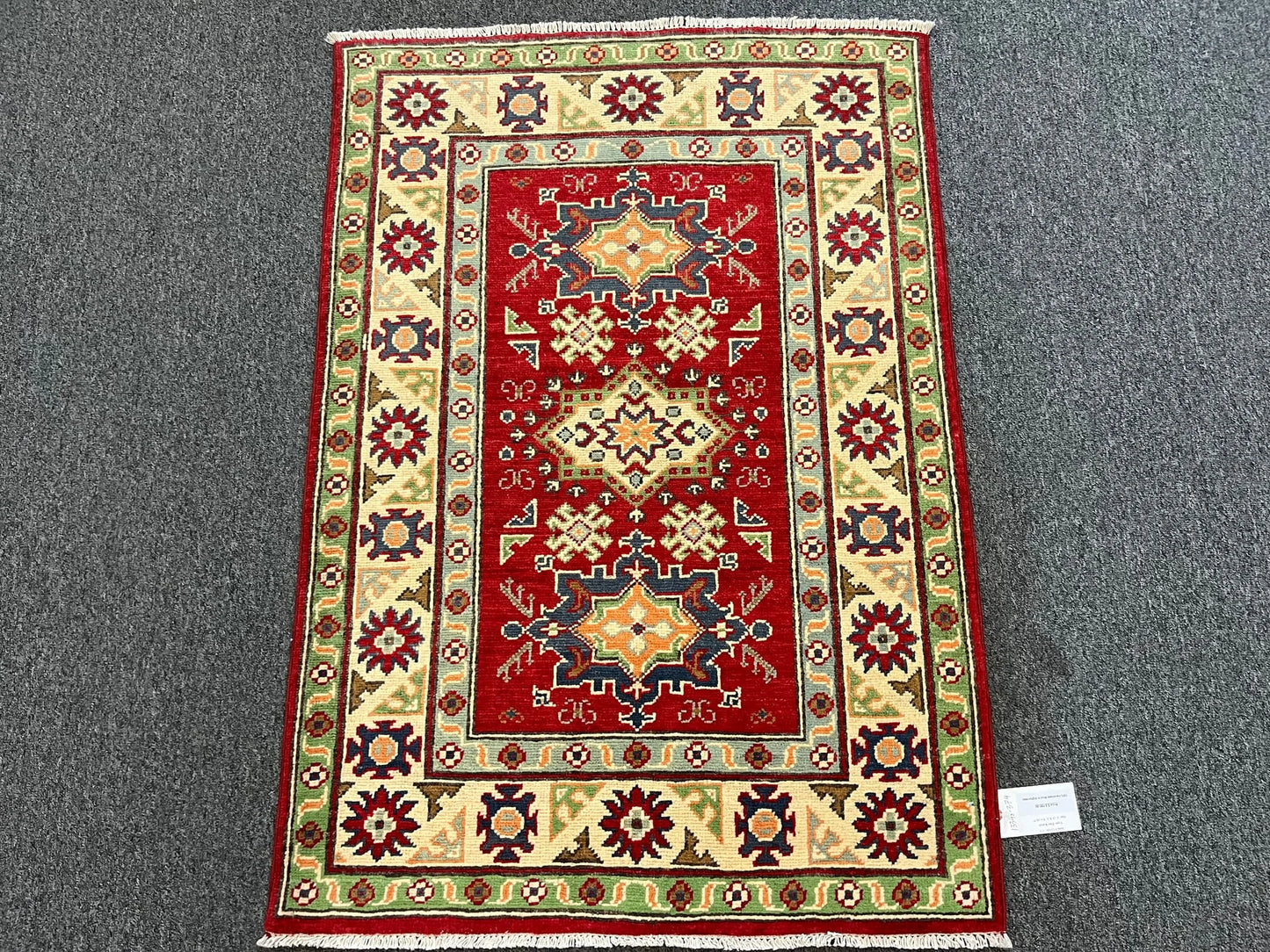 Geometric Kazak Multicolor 3X4 Handmade Wool Rug # 13348