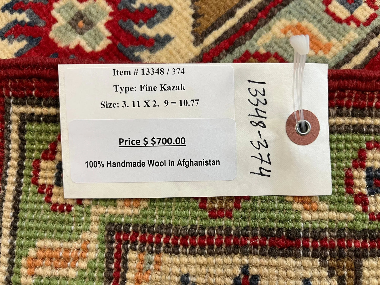 Geometric Kazak Multicolor 3X4 Handmade Wool Rug # 13348