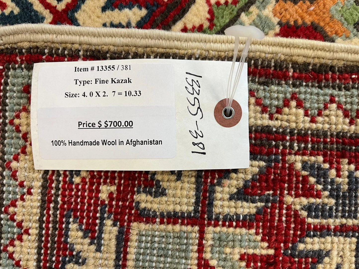 Geometric Kazak Multicolor 3X4 Handmade Wool Rug # 13355