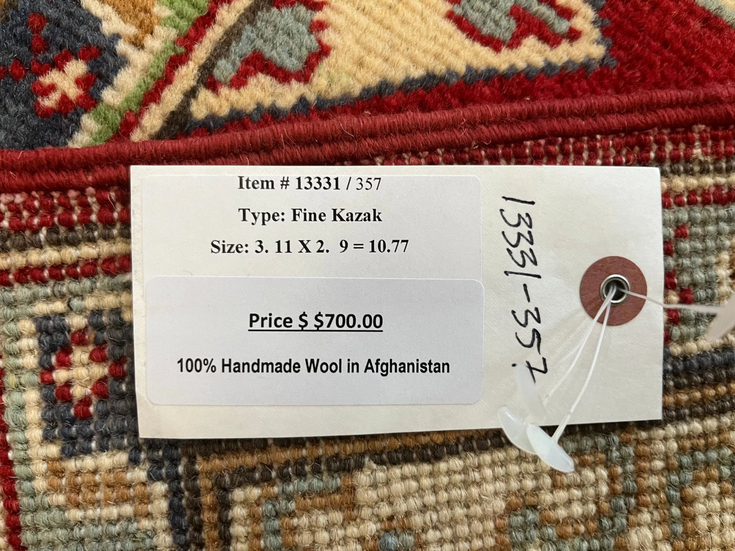 3X4 Kazak Handmade Wool Rug # 13331