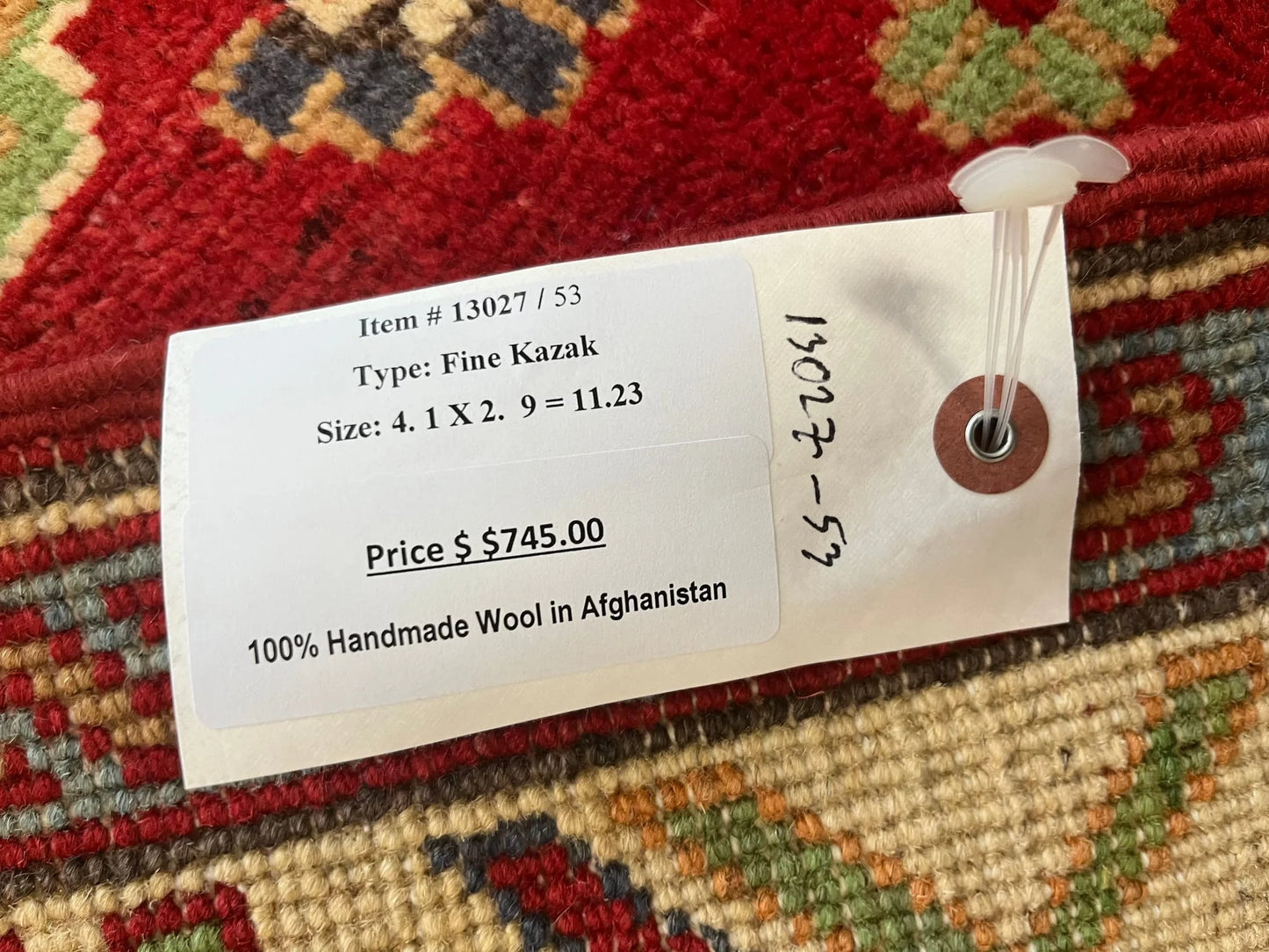 Kazak Red 3X4 Handmade Wool Rug # 13027