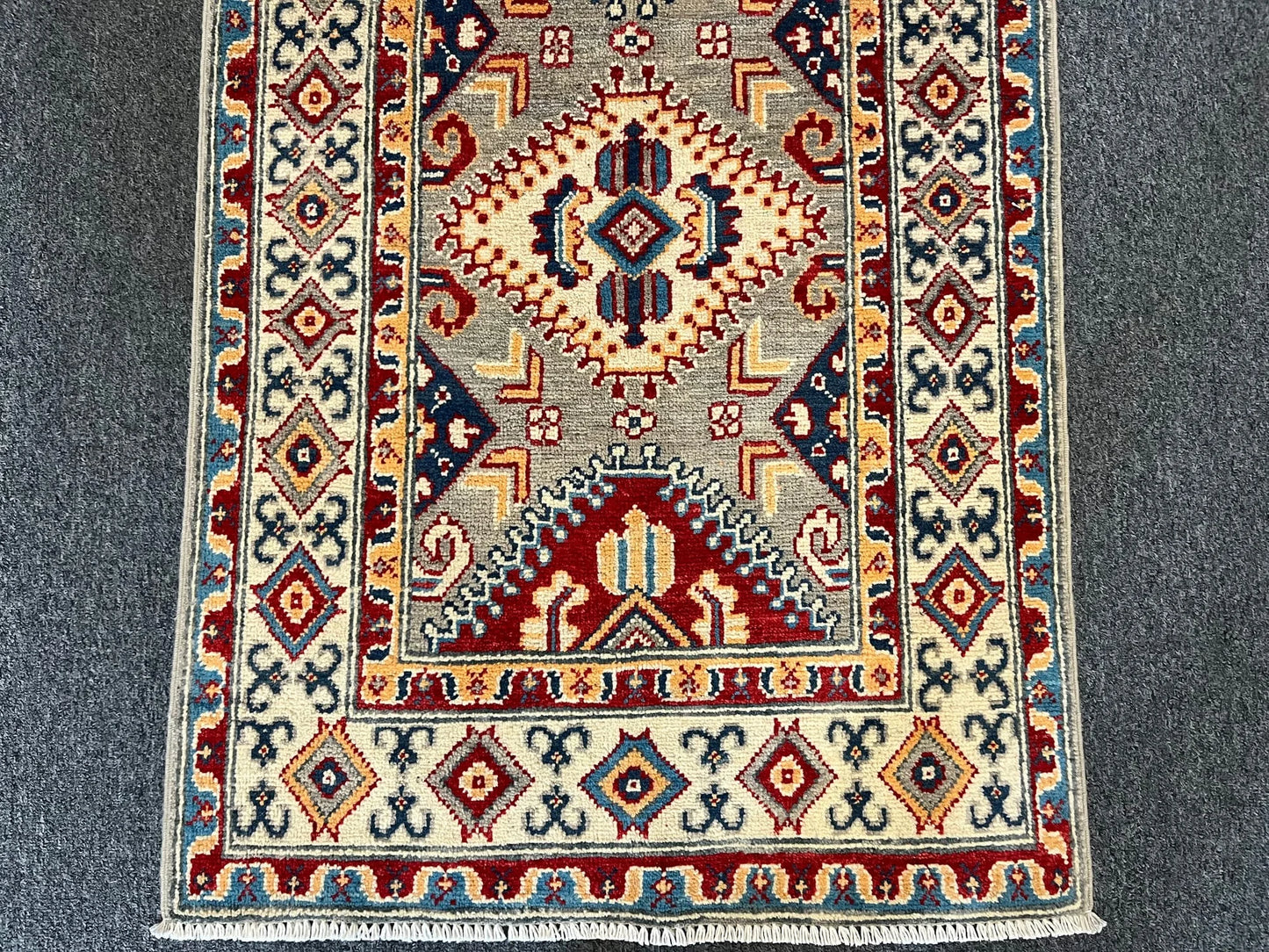 Kazak Geometric Multicolor 3X4 Handmade Wool Rug # 13269