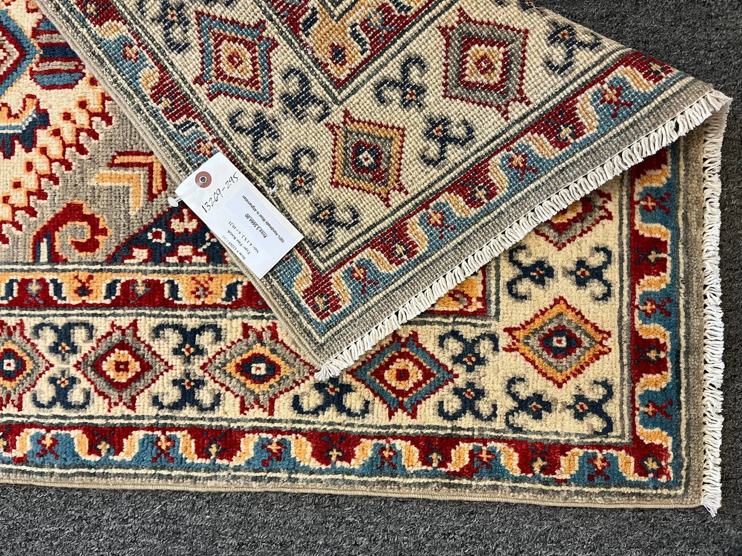 Kazak Geometric Multicolor 3X4 Handmade Wool Rug # 13269